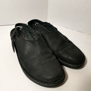 Josef Seibel Black Leather Comfort Air Massage Slingback Mule, US 9.5, Euro 41